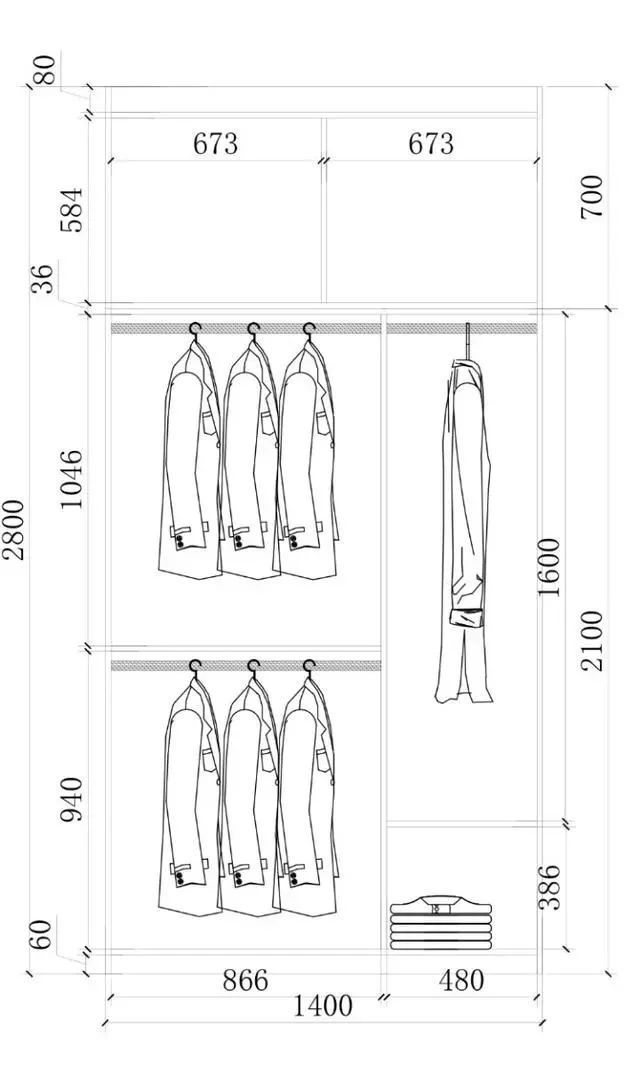 1.3米衣柜格局设计图,1米3衣柜布局设计