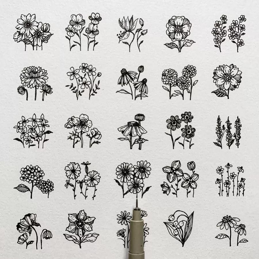 一看就懂的针管简笔画,针管笔入门手绘1000例临摹图