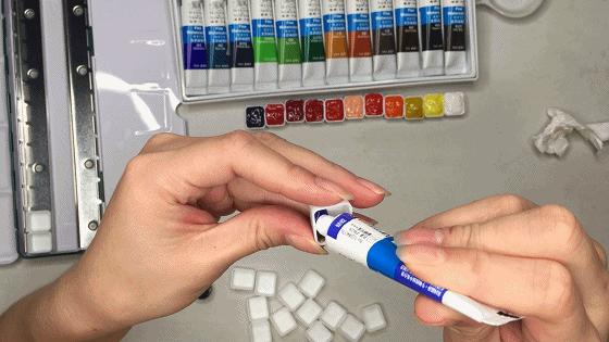 水彩颜料怎么装到铁盒,水彩颜料管装怎么画渐变