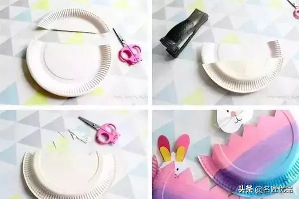 长方形创意纸盘美工作品,纸盘子手工秋天