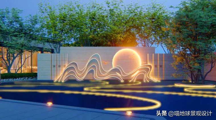 景墙圆形造型价格,简洁欧式庭院景观墙设计