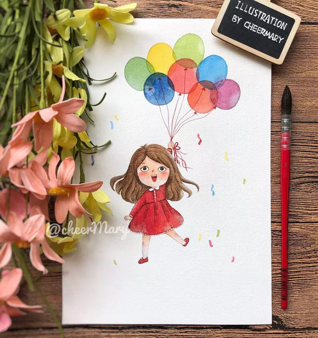 简笔画可爱小人插画,超萌可爱的插画小人