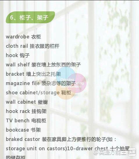 家具类英语知识,英语日常家具用语