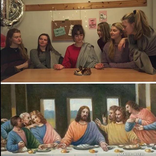 世界名画人物模仿搞笑,外国人恶搞画作