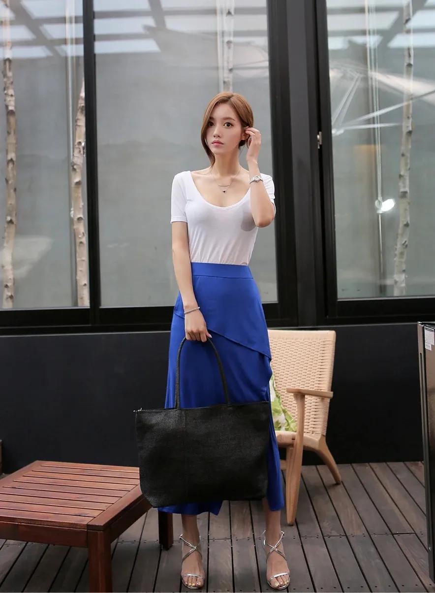 孙允珠蓝色波点连衣裙,孙允珠夏日长裙