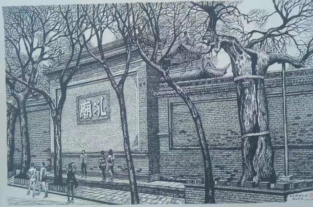 西安书院门手绘明信片,西安手绘古城