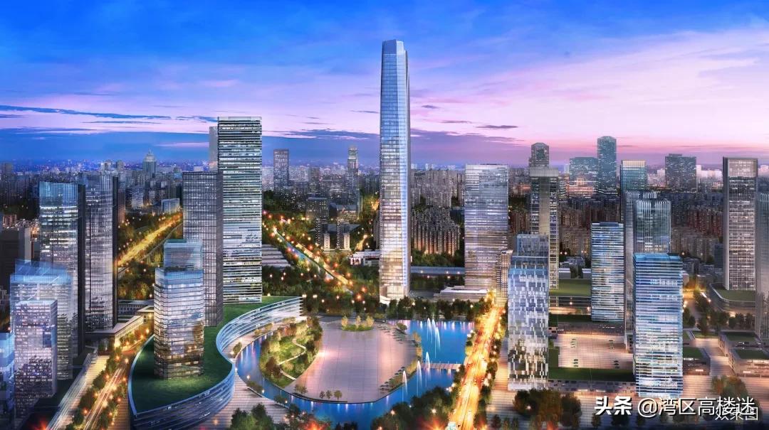 航拍广州国际金融城350米高楼,广州城市中心地标建筑