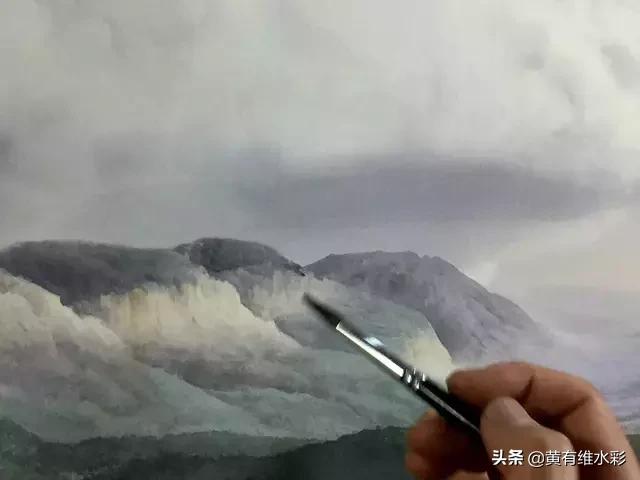 水彩画山风景入门,远山画法入门教程