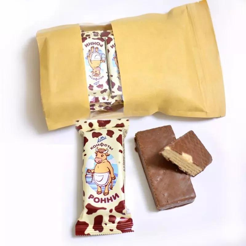 konti巧克力味威化饼干165g,俄罗斯进口夹心巧克力康吉