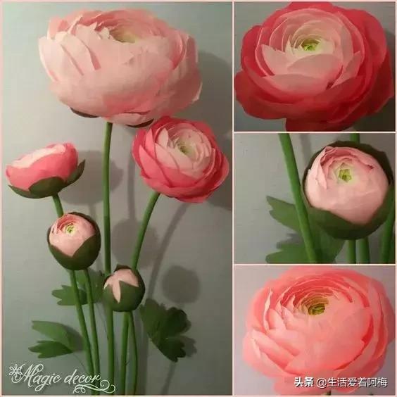 皱纹纸花朵手工艺术,纸艺玫瑰花的制作方法皱纹纸