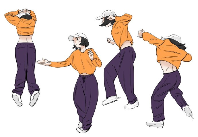 人体结构动漫画法素材,人体初学动作参考素材