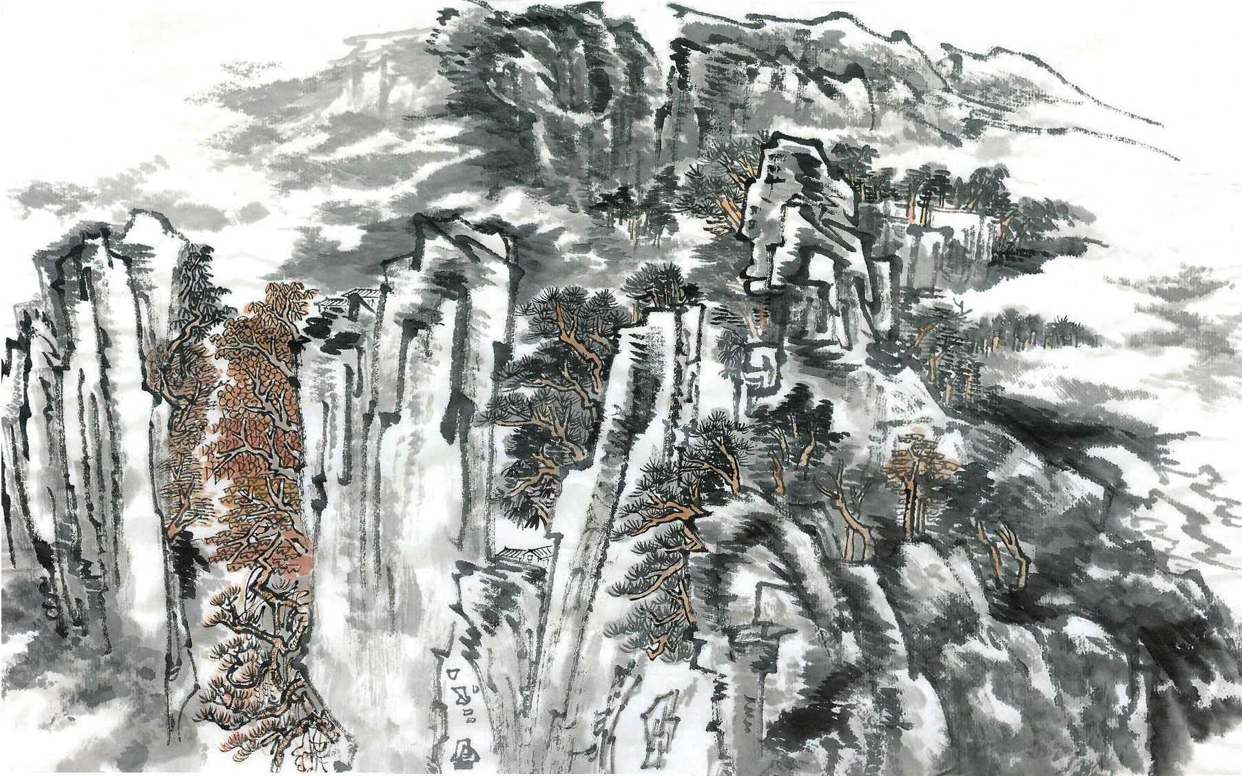 儿童山水画10-12岁国画范画,零基础国画山水画教学视频