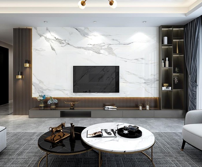 看到价格又犹豫了很久,仿大理石壁布背景墙价格