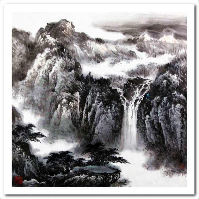 溪山山水画作品,郭金标高清山水画