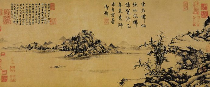 用铅笔画五元山水画,五元山水画