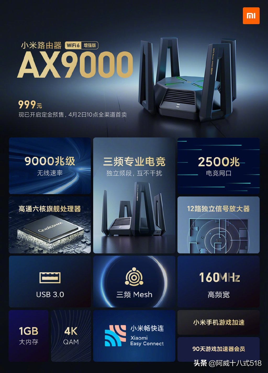 小米推出双2.5g路由器,小米千兆路由器2.4g和5g