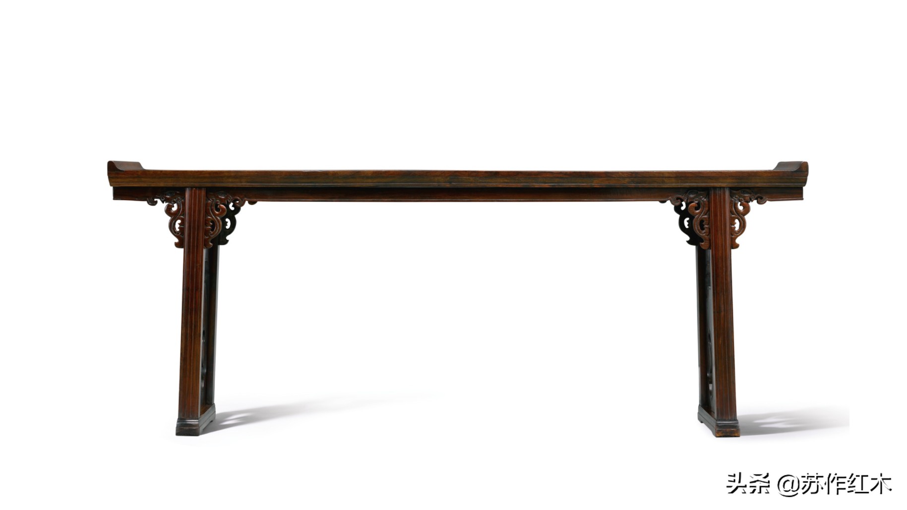 黄花梨翘头双龙捧寿纹,黄花梨小翘头纹