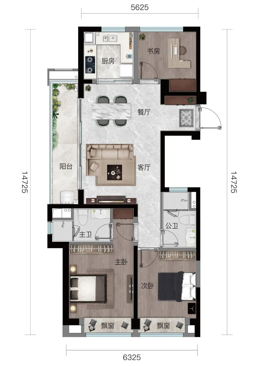昆明绿城诚园2梯4户连廊中间户型,昆明绿城诚园户型图