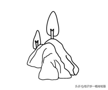 高大挺拔的山峰简笔画,山峰和草地简笔画