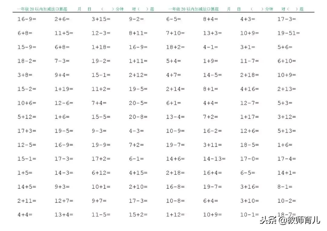 一年级口算100题多少分钟算优秀,一年级小朋友口算100题几分钟完成