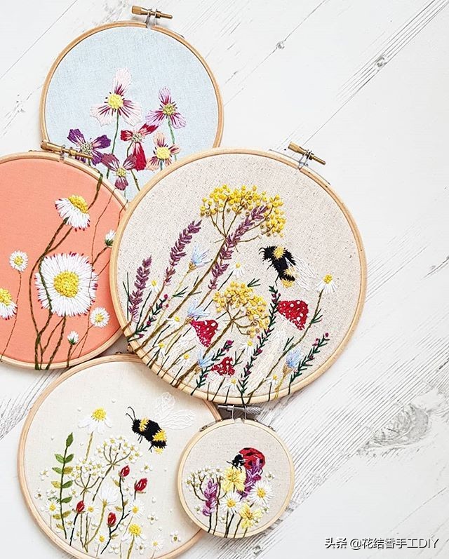 刺绣初学图案小清新花草,各种针法刺绣教程