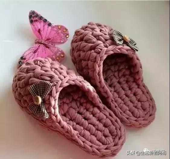 毛线地板拖鞋编织教程全过程,钩拖鞋的各种钩织教程