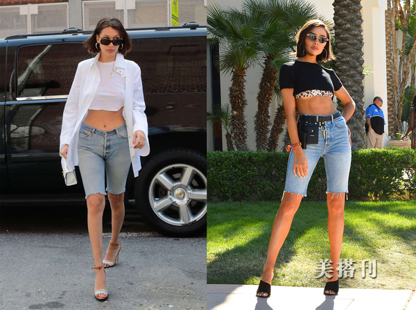 夏季复古骑行牛仔裤,时尚骑行裤运动风也能很时尚