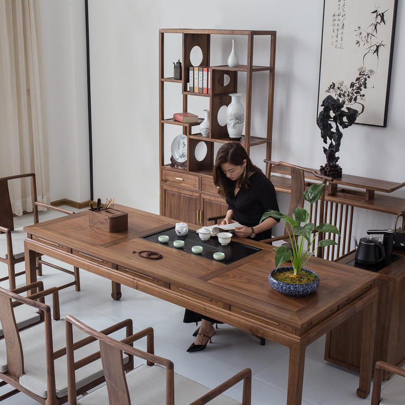现代简约茶室茶桌椅,新中式茶桌椅茶室配套桌椅