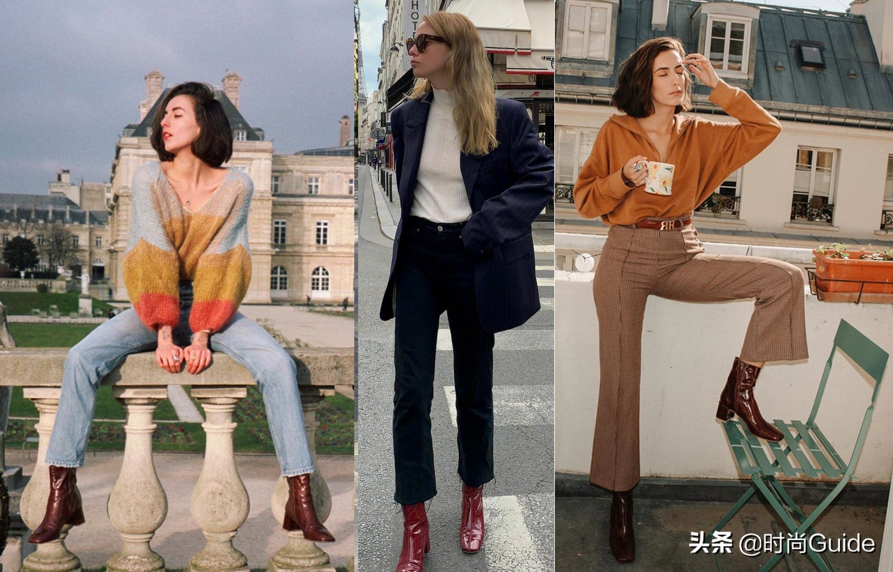 黑色小香风棕色靴子怎么搭配,棕色靴子搭配红色小香风