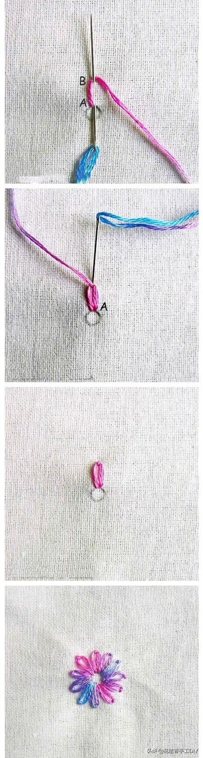 白t恤的刺绣用什么刺绣针法,刺绣简单小花朵