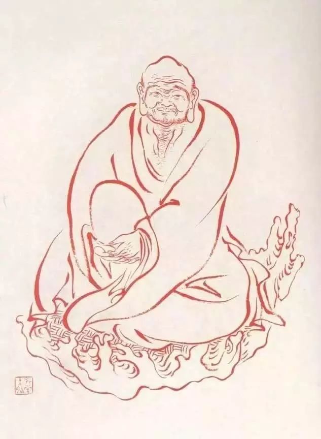 弘一法师的蓝底描金十八罗汉作品,弘一大师100万罗汉图写意