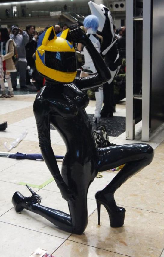 小萝莉皮衣骑士cos,女生连体皮衣cos