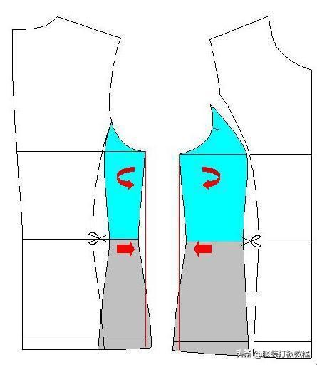 双排扣三开身女西装制版,服装制版的结构图