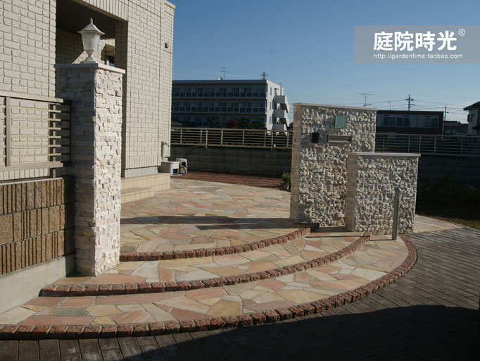 中式庭院古代老石板铺装,庭院铺装样式区域颜色搭配