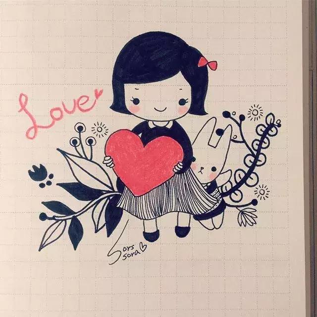 彩铅画古风人物简笔画,彩铅荷花简笔画几分钟就能学会