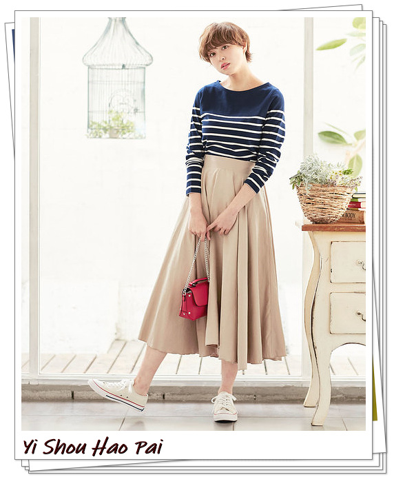 横条纹长款上衣怎么搭,横条纹长袖上衣外搭