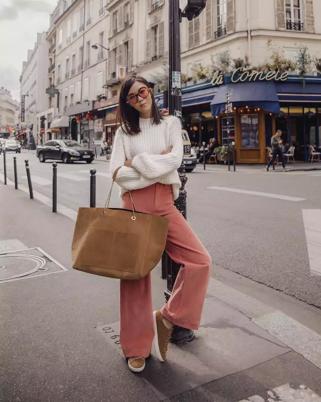 黑色阔腿裤加长版垂感慵懒风秋冬,秋冬慵懒感阔腿裤