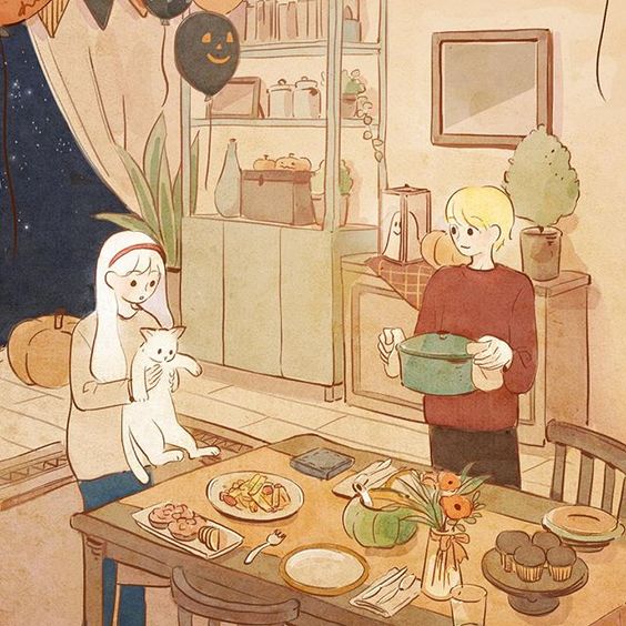 韩国插画师smana手绘可爱女生,韩国插画师人物手绘