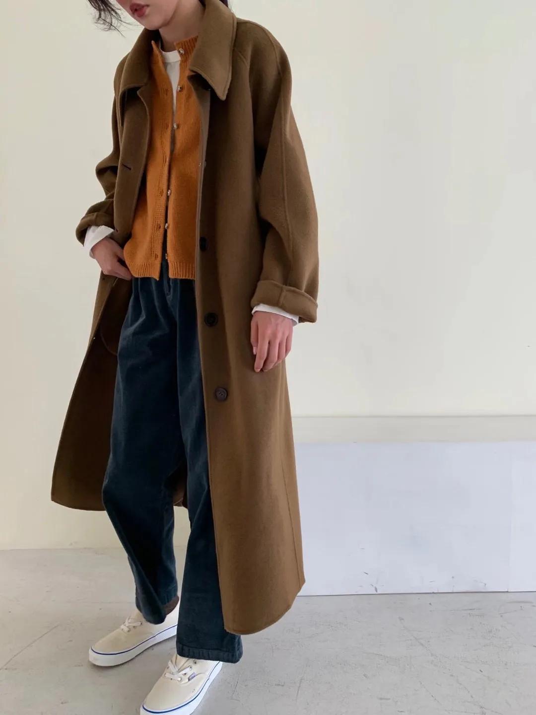 韩国小姐姐大衣穿搭,韩国小姐姐学院风大衣内搭