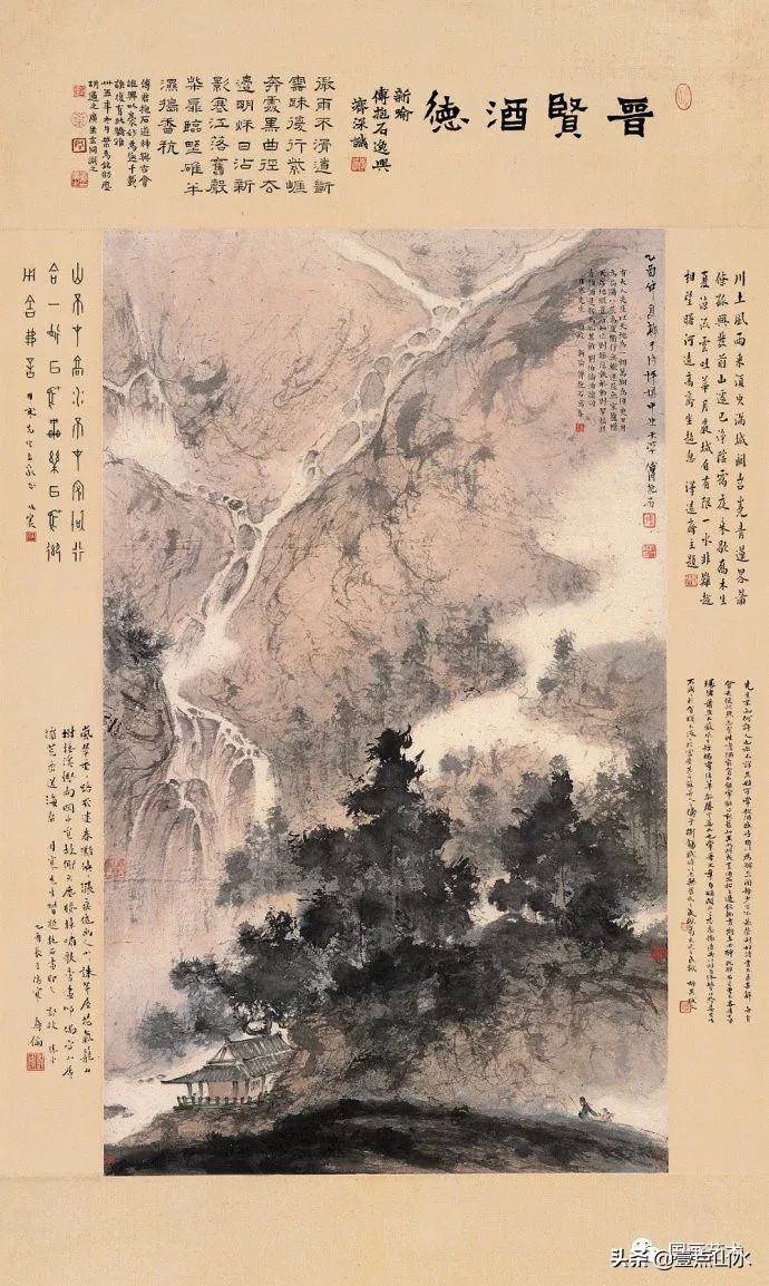 傅抱石山水全集,酣畅淋漓水彩画作品