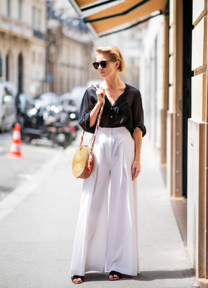 垂感雪纺阔腿裤搭什么上衣好看,雪纺阔腿裤怎么搭配上衣才好看