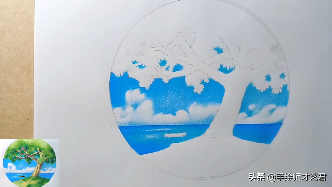 山水风景画彩铅绘画步骤教程,彩铅画风景画简单的教程