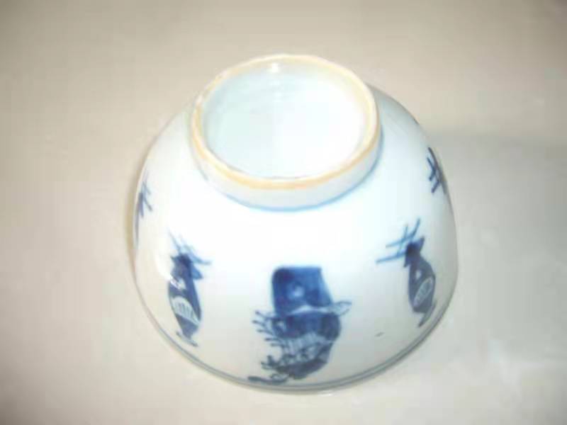 明代青花盘民窑瓷器,哥窑五彩瓷器底款