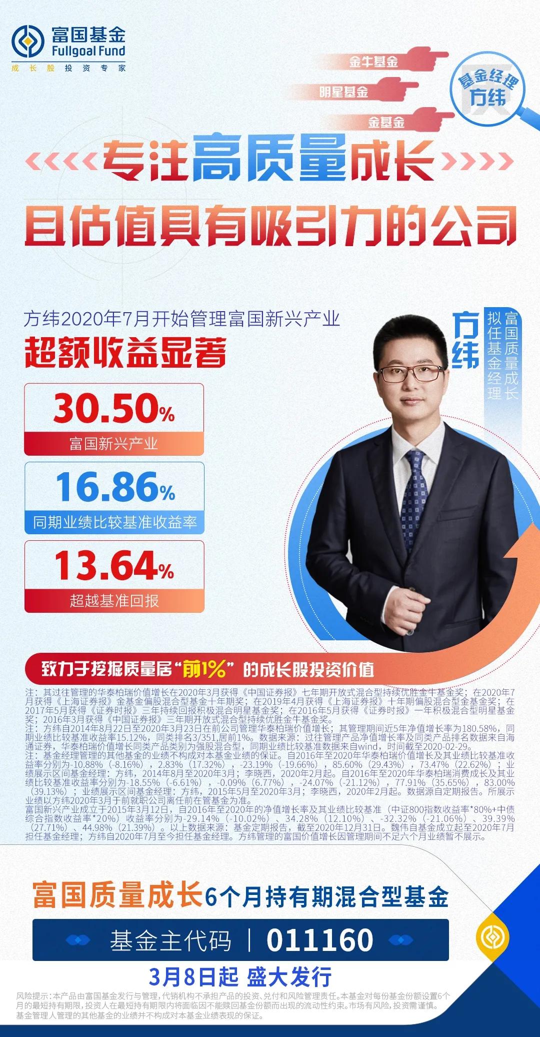 投资名将方纬掌舵富国质量成长今日首发
