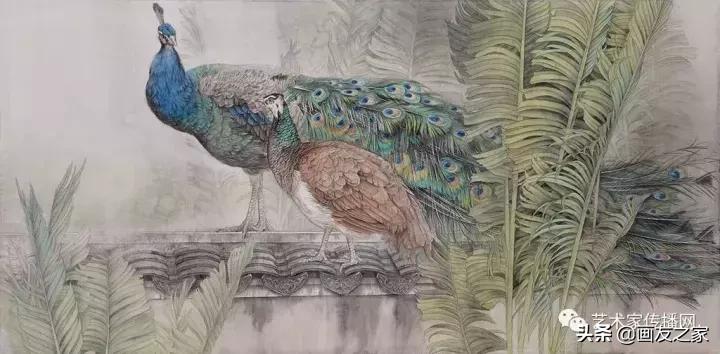 工笔孔雀上色步骤详解,工笔最顶级逼真孔雀画精品