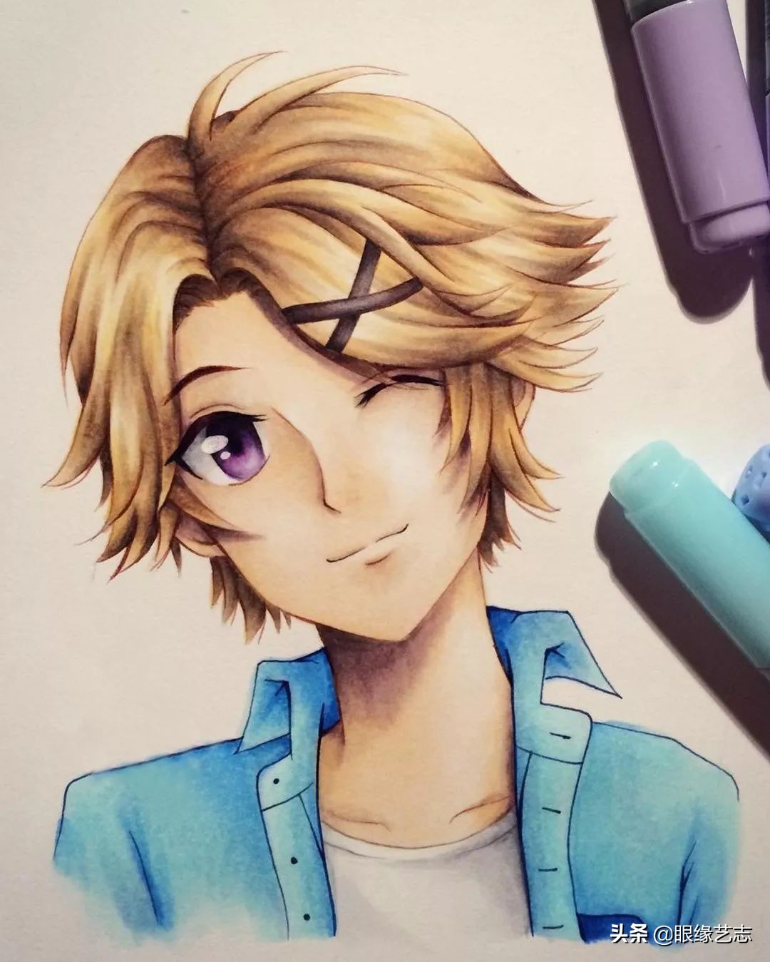 用touchmark马克笔画动漫人物,马克笔手绘动漫人物女生临摹素材