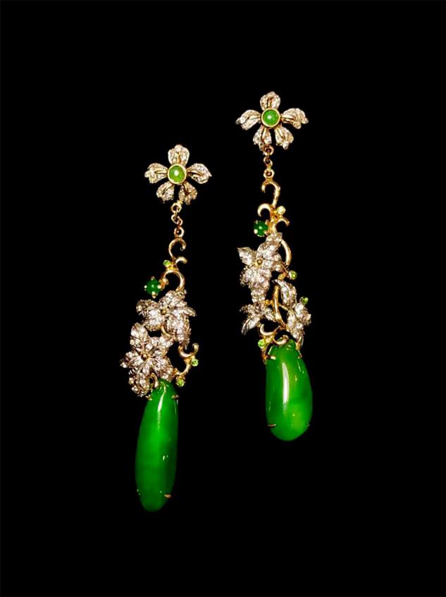 这些美翻了的新中式翡翠耳饰,让人赏心悦目的复古翡翠耳坠