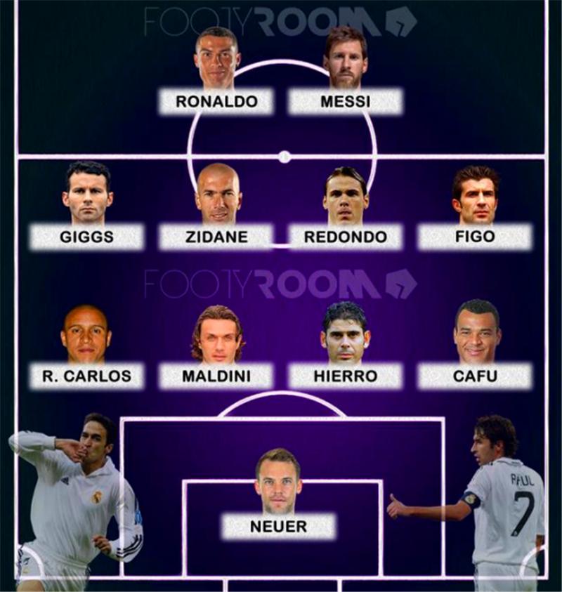 他在大小罗最佳阵容打中路，劳尔卡卡同样选择，逆足却在边路成名