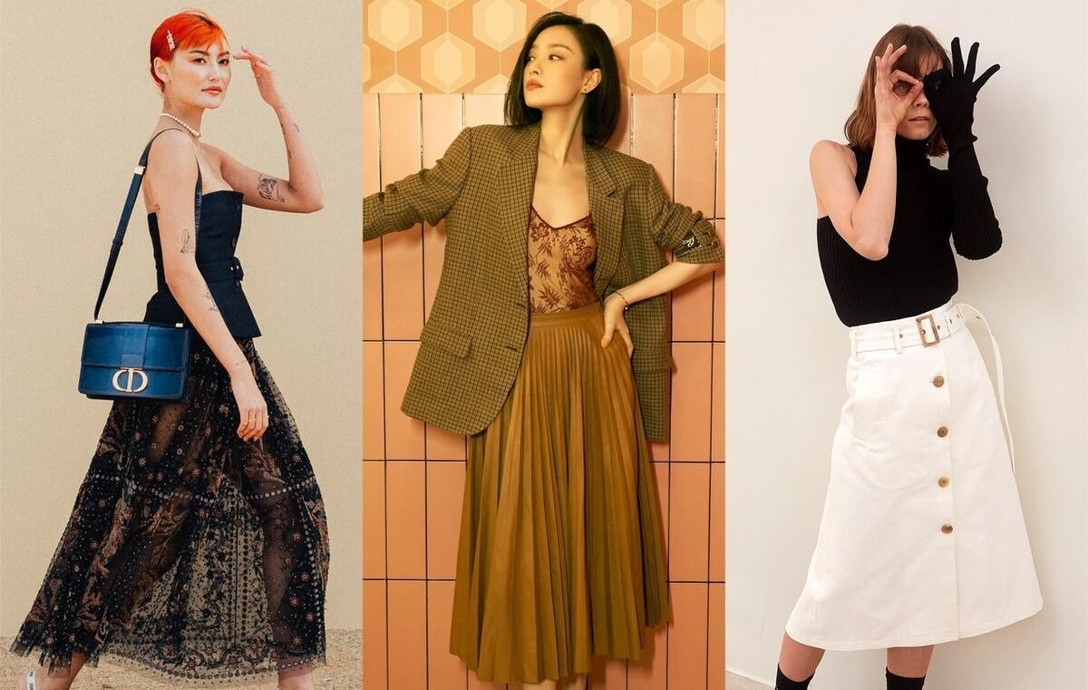 仙气飘飘的复古裙子高级感,a字长裙迷笛裙高腰