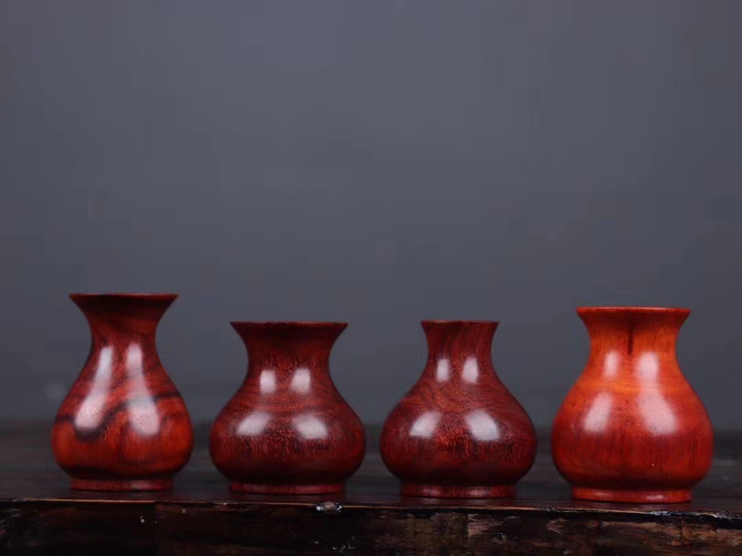 红木扁花瓶,小叶紫檀制作小花瓶